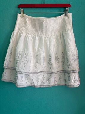 White House Black Market tiered ruffle cotton silk skirt